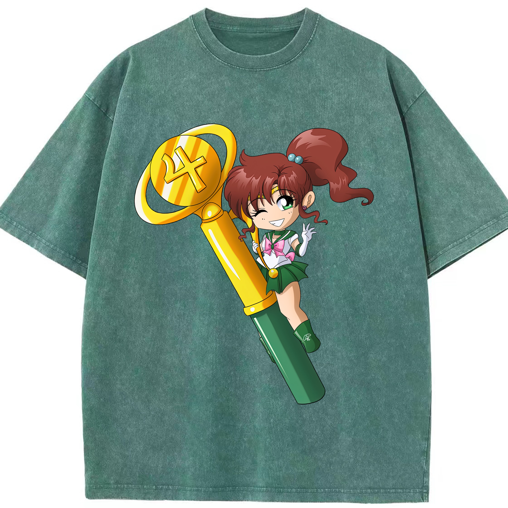 （画像用） 美少女戦士セーラームーン 木野 まこと きの まこと Sailor Moon Kino Makoto （セーラージュピター；Sailor Jupiter） 綿100% ヴィンテージ風 半袖Tシャツ（フロントプリント）
